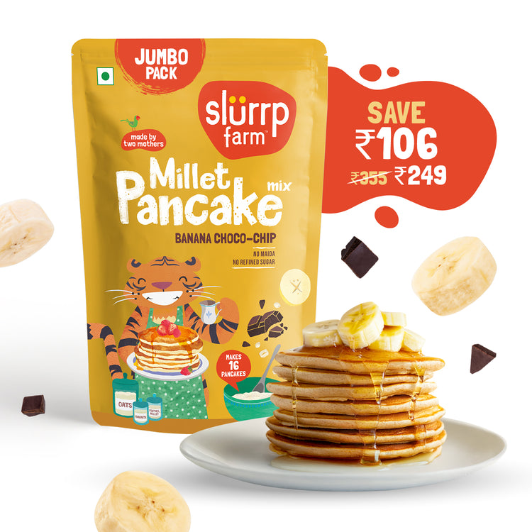 Slurrp Farm Pancake Banana Choco-Chip Millet Pancake Mix 300-gm Family Pack (Stock Up & Save)