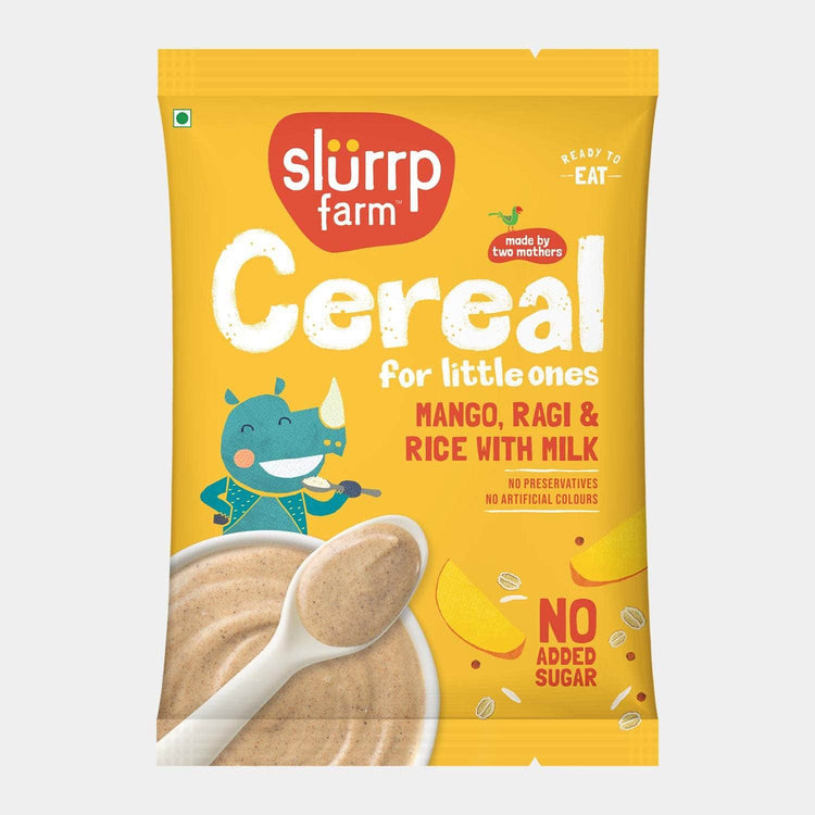 Slurrp Farm Baby Cereal TRIAL PACK - Ragi & Rice Cereal: Mango (No Added Sugar), 50g Pack