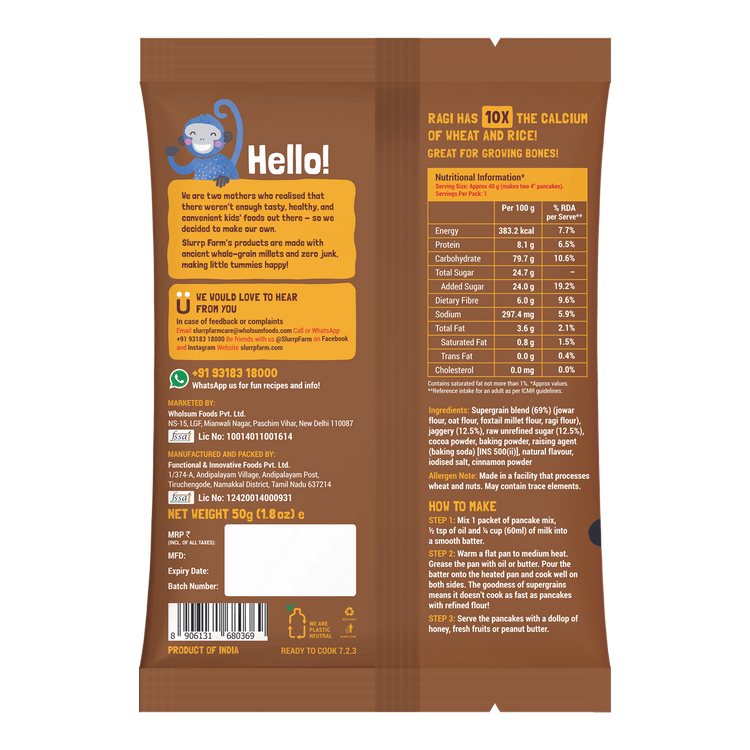 Slurrp Farm Chocolate Pancake Trial Pack - Chocolate Millet Pancake