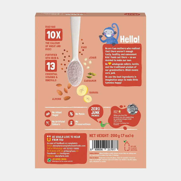 Slurrp Farm Baby Cereal pack of 1 Ragi, Almond and Banana Cereal
