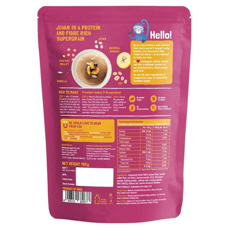 Slurrp Farm Vanilla Millet Pancake | NO ADDED SUGAR OR SWEETNER