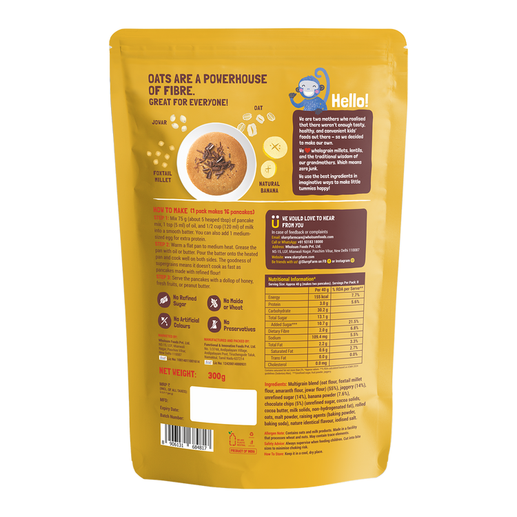 Slurrp Farm Pancake Banana Choco-Chip Millet Pancake Mix 300-gm Family Pack (Stock Up & Save)