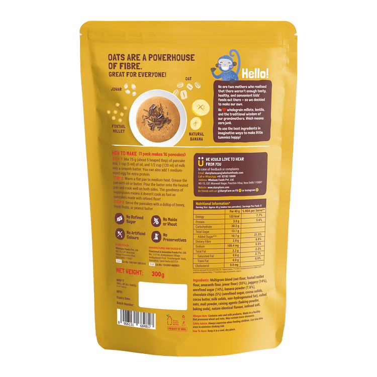 Slurrp Farm Pancake Banana Choco-Chip Millet Pancake Mix 300-gm Family Pack (Stock Up & Save)