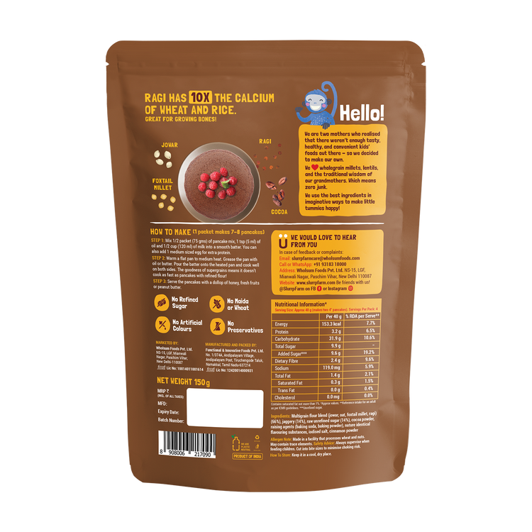 Slurrp Farm Pancake Chocolate Millet Pancake Mix | No Maida