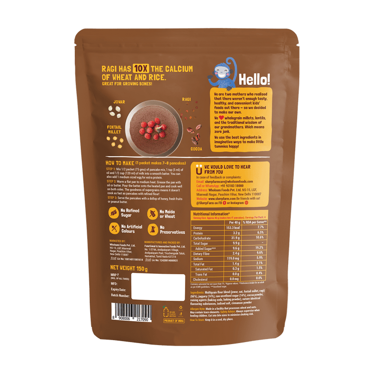 Slurrp Farm Pancake Chocolate Millet Pancake Mix | No Maida