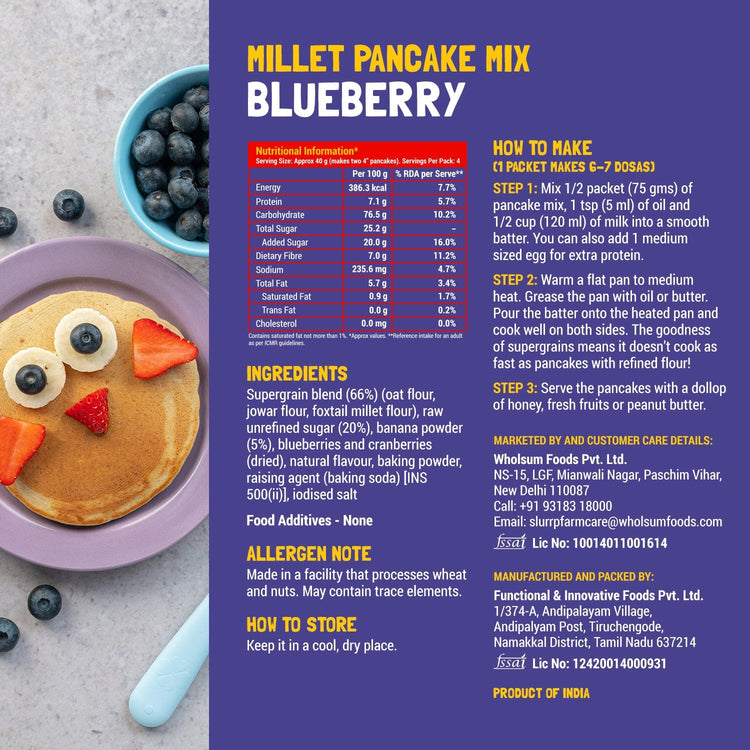 Slurrp Farm Blueberry & Classic Combo: Millet Pancake (Pack of 2)