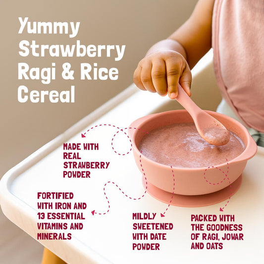 Slurrp Farm Cereal pack of 1 Strawberry, Ragi & Rice Cereal with Milk