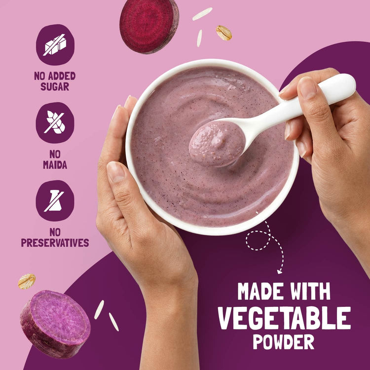 Slurrp Farm Sweet Potato, Beetroot & Oat Cereal with Milk