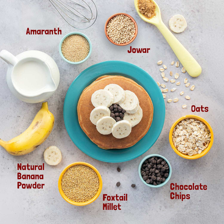 Slurrp Farm Pancake Banana Choco-Chip Millet Pancake Mix | No Maida