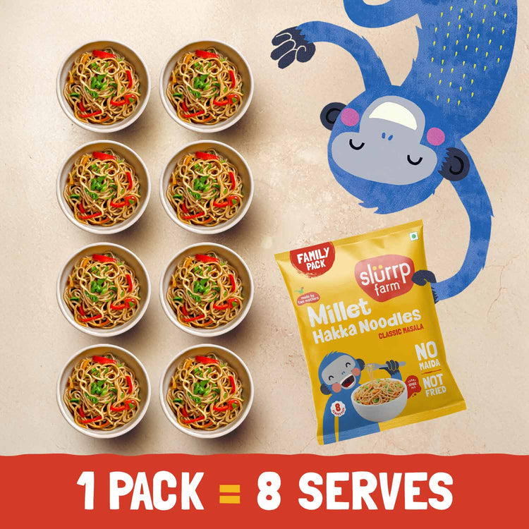 Slurrp Farm Hakka Noodle Millet Noodles - Classic Masala Family Pack (Serves 8)