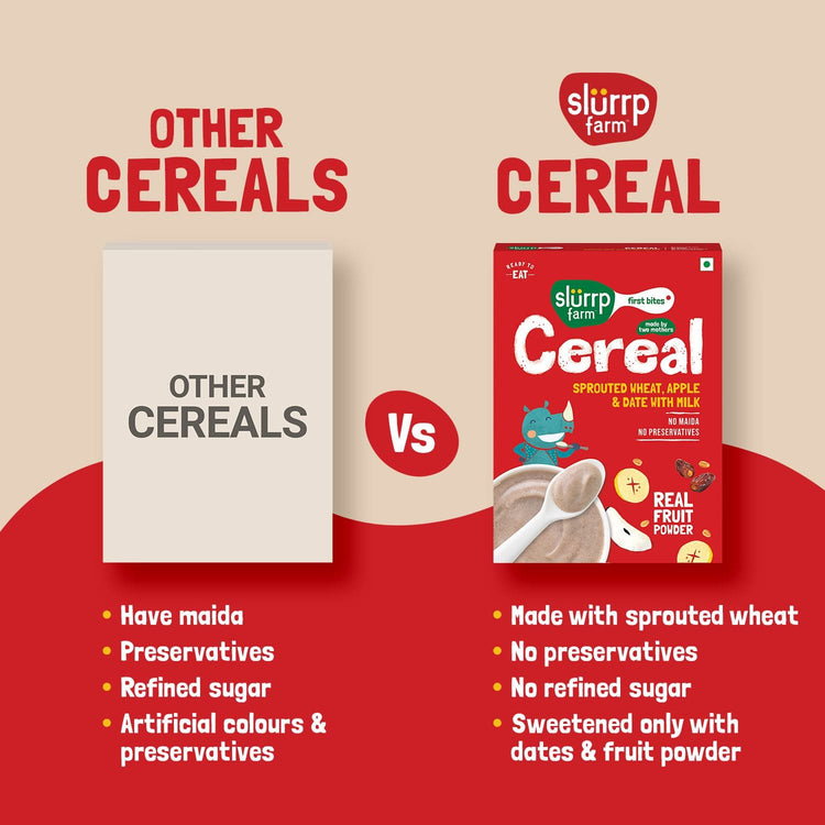 Slurrp Farm Slurrp Farm First Bites Cereal - Sprouted Wheat, Apple & Date With Milk, 200 g