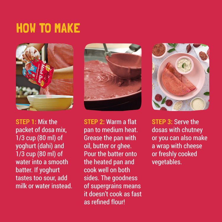 Slurrp Farm Beetroot Dosa TRIAL PACK - Multigrain Millet Dosa Mix Beetroot, 50g