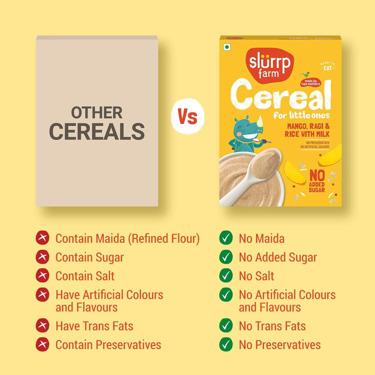 Slurrp Farm Cereal pack of 1 Mango, Ragi and Rice Cereal with Milk