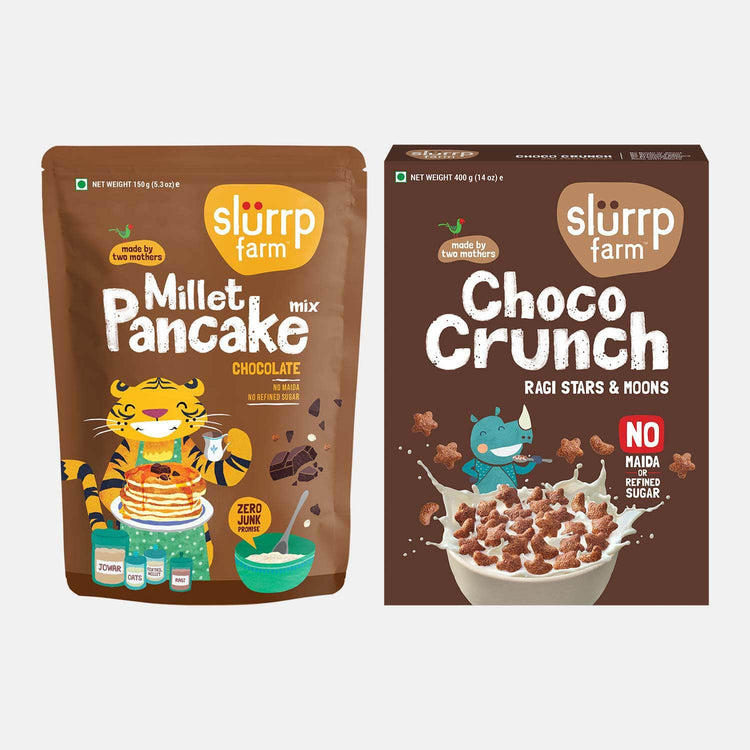 Slurrp Farm The Choco Combo: Chocolate Millet Pancakes & Choco Crunch