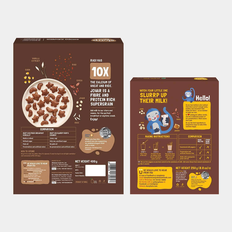 Slurrp Farm Choco Crunch – Ragi Stars and Moons & Magic Milk Mix – Millet Chocolate Combo