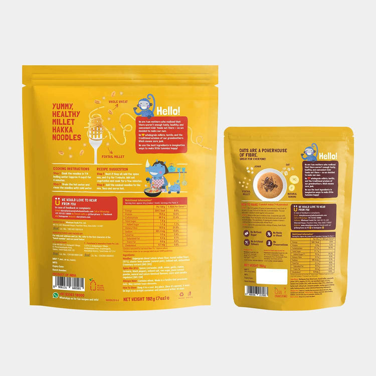 Slurrp Farm Millet Noodles – Classic Masala & Banana Choco-Chip Pancakes