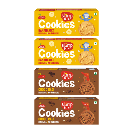 Slurrp Farm Cookies Choco Ragi and Banana Oat Cookies Combo Pack of 4