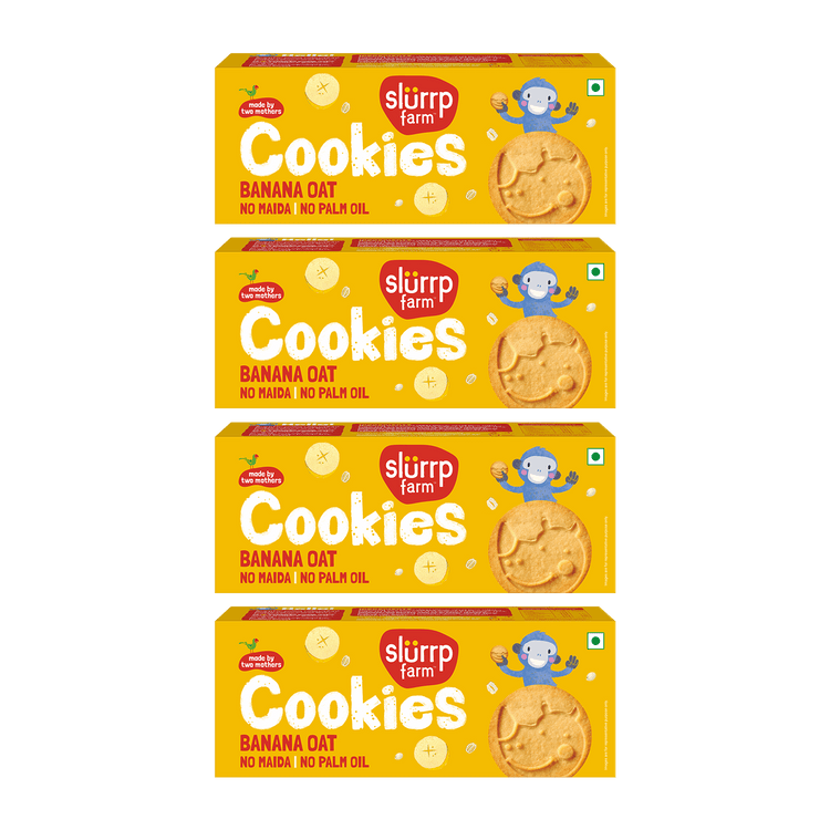 Slurrp Farm Cookies Banana Oat Cookies Combo Pack of 4