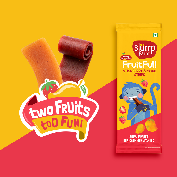 FruitFull Strips - Pack of 5 for School | Strawberry and Mango