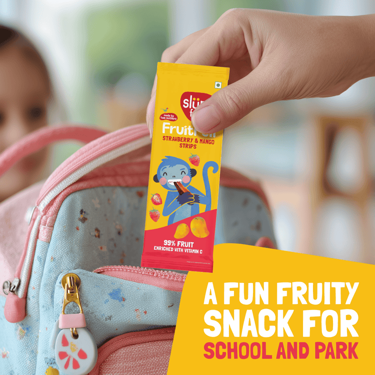 Slurrp Farm Made with 99% Fruit | FruitFull Strawberry and Mango Strips