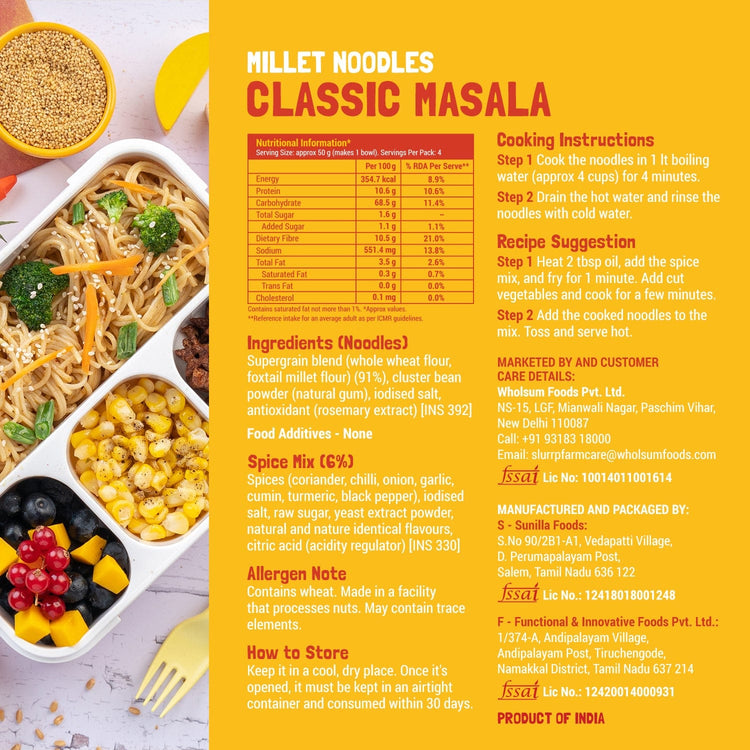 Slurrp Farm Millet Noodles Combo - Classic Masala & Mild Masala
