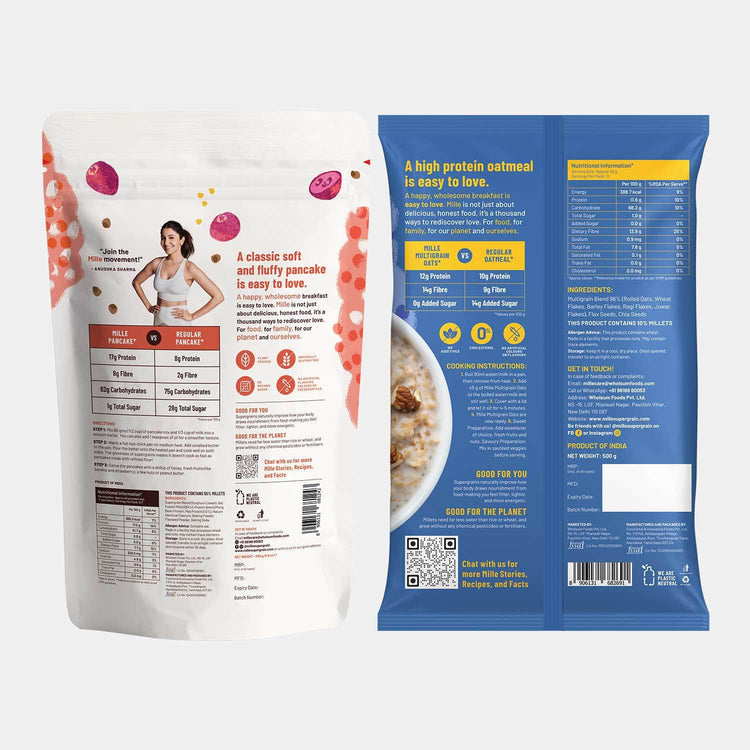 Slurrp Farm Mille Classic Pancake Mix & Mille Multigrain Oats Breakfast Combo