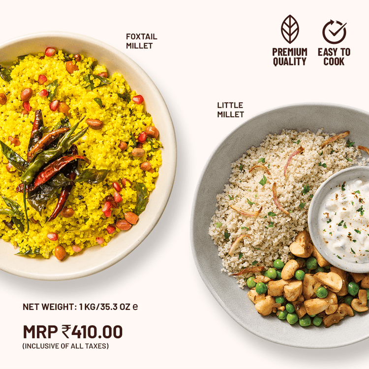 Mille Supergrain 100% Whole Grains (Rice Substitute) Combo - Little Millet & Foxtail Millet