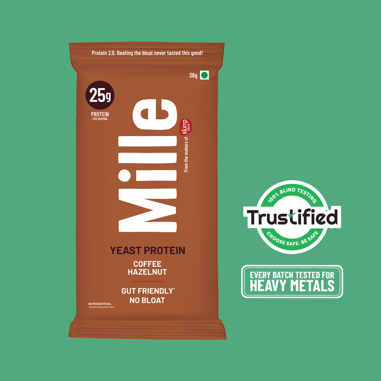 Slurrp Farm MSD Protein Mille Plant Protein | 25g/Scoop | Coffee-hazelnut | Fermented Yeast Protein | No Bloat I Vegan | 38g Trial Pack