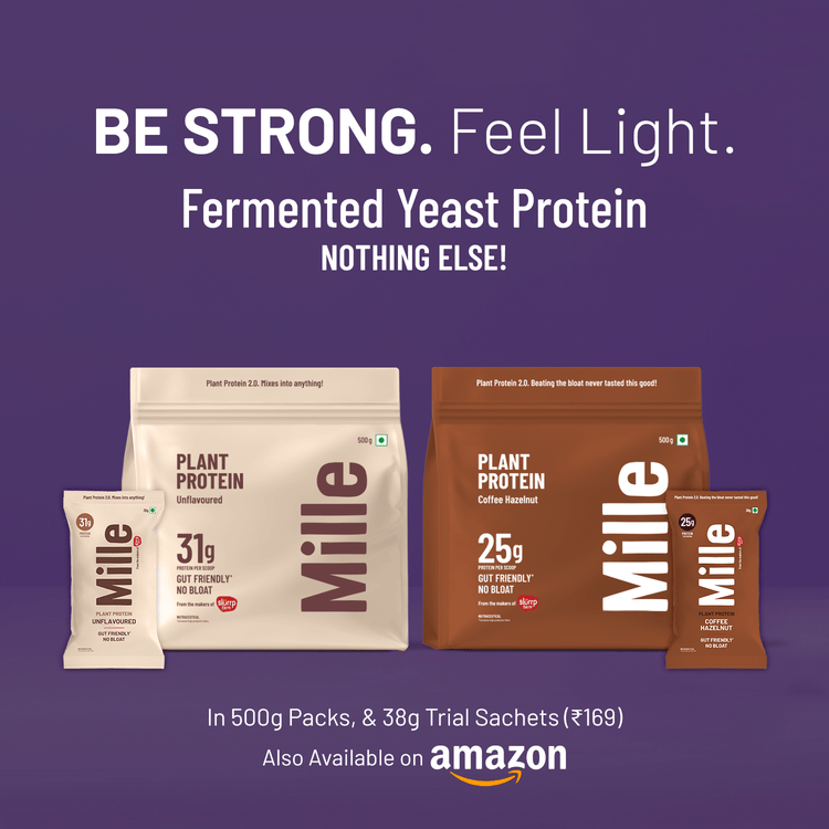 Slurrp Farm MSD Protein Mille Plant Protein | 25g/Scoop | Coffee Hazelnut | Fermented Yeast Protein | No Bloat I Vegan | 500g