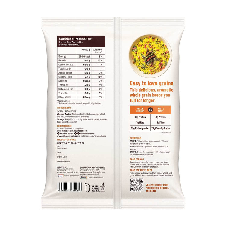 Mille Website Foxtail Millet (Kangni/Navani) | Fasting Friendly | No Soaking required