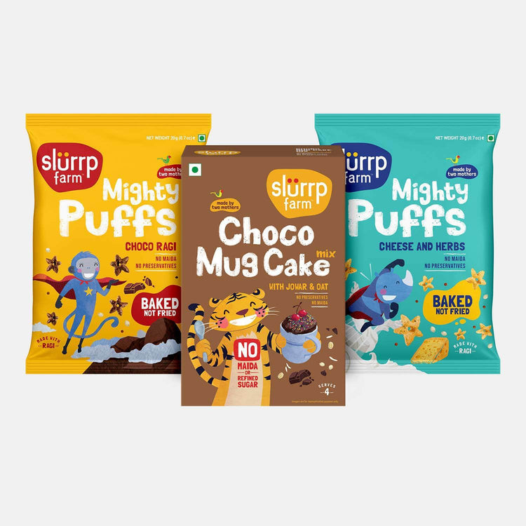 Slurrp Farm Choco Mug Cake Mix & Baked Puffs Combo