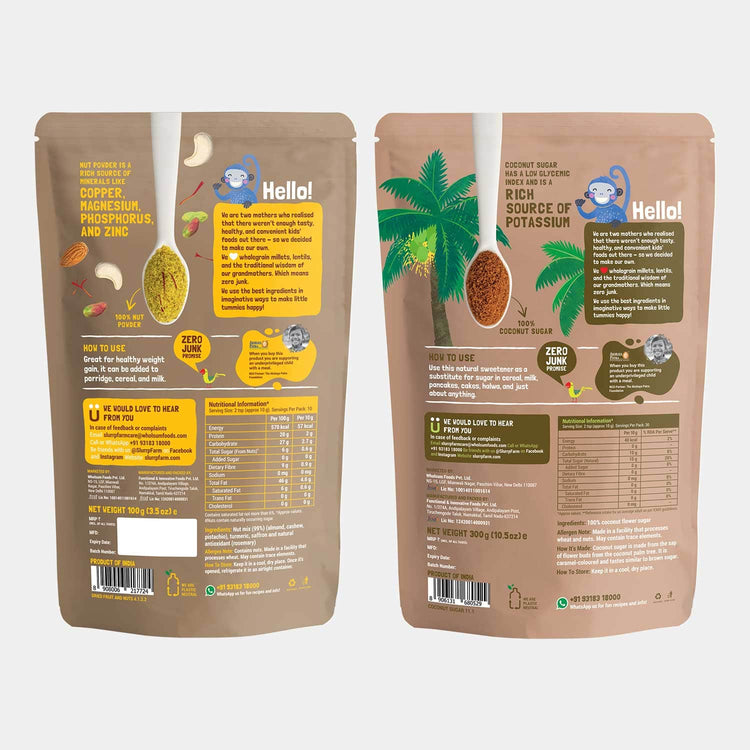 Slurrp Farm wk_wallet pack of 1 Nut Powder & Coconut Sugar Combo for Kids 100% Natural | Immunity Booster | Winter Superfood