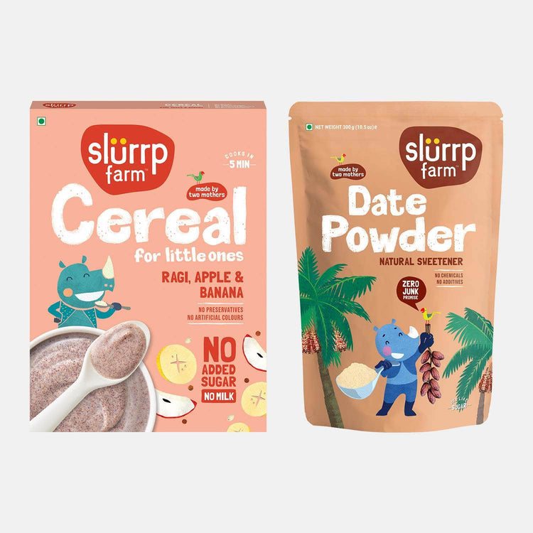 Slurrp Farm Toddler Cereals Ragi, Apple & Banana Cereal and Date powder Combo