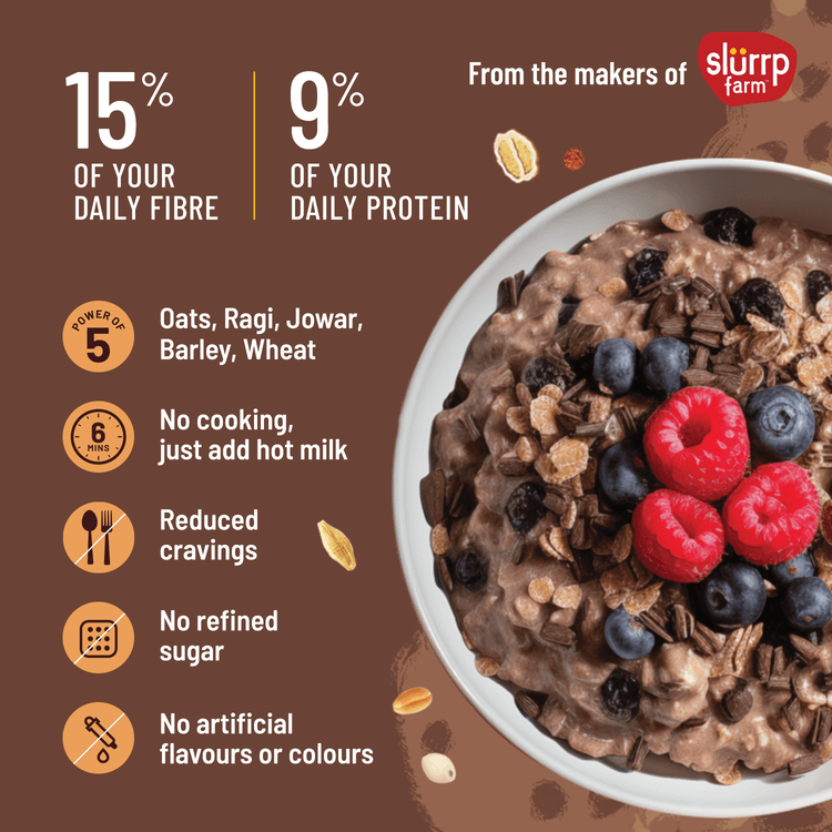 Mille Supergrain Mille Instant Chocolate Oats with Ragi, Jowar | Power of 5 Grains, Flax seeds, Almonds & Raisins | 100% real cocoa | Breakfast Oats 400g