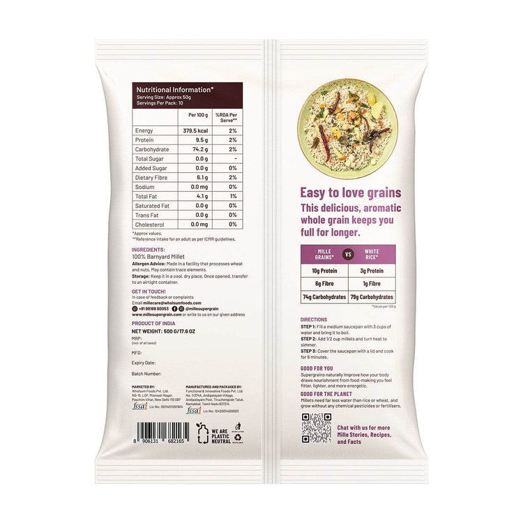 Mille Website Barnyard millet (Samwa/Samak rice) Fasting Friendly | No Soaking required