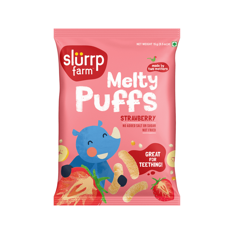 Slurrp Farm Puffs Teething Millet Puffs - Strawberry Flavour
