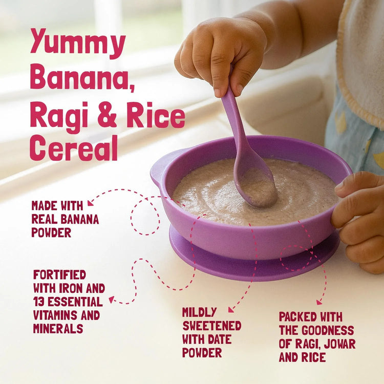 Slurrp Farm Cereal pack of 1 Banana, Ragi and Rice Cereal with Milk