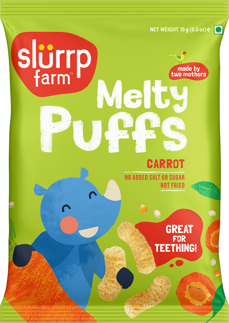 Slurrp Farm Teething Millet Puffs - Carrot Flavour