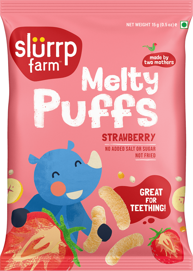 Slurrp Farm Teething Millet Puffs - Strawberry Flavour