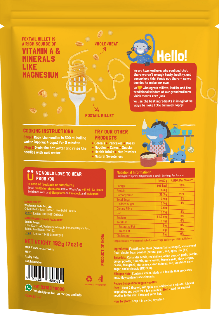Slurrp Farm pack of 1 Millet Noodles - Classic Masala