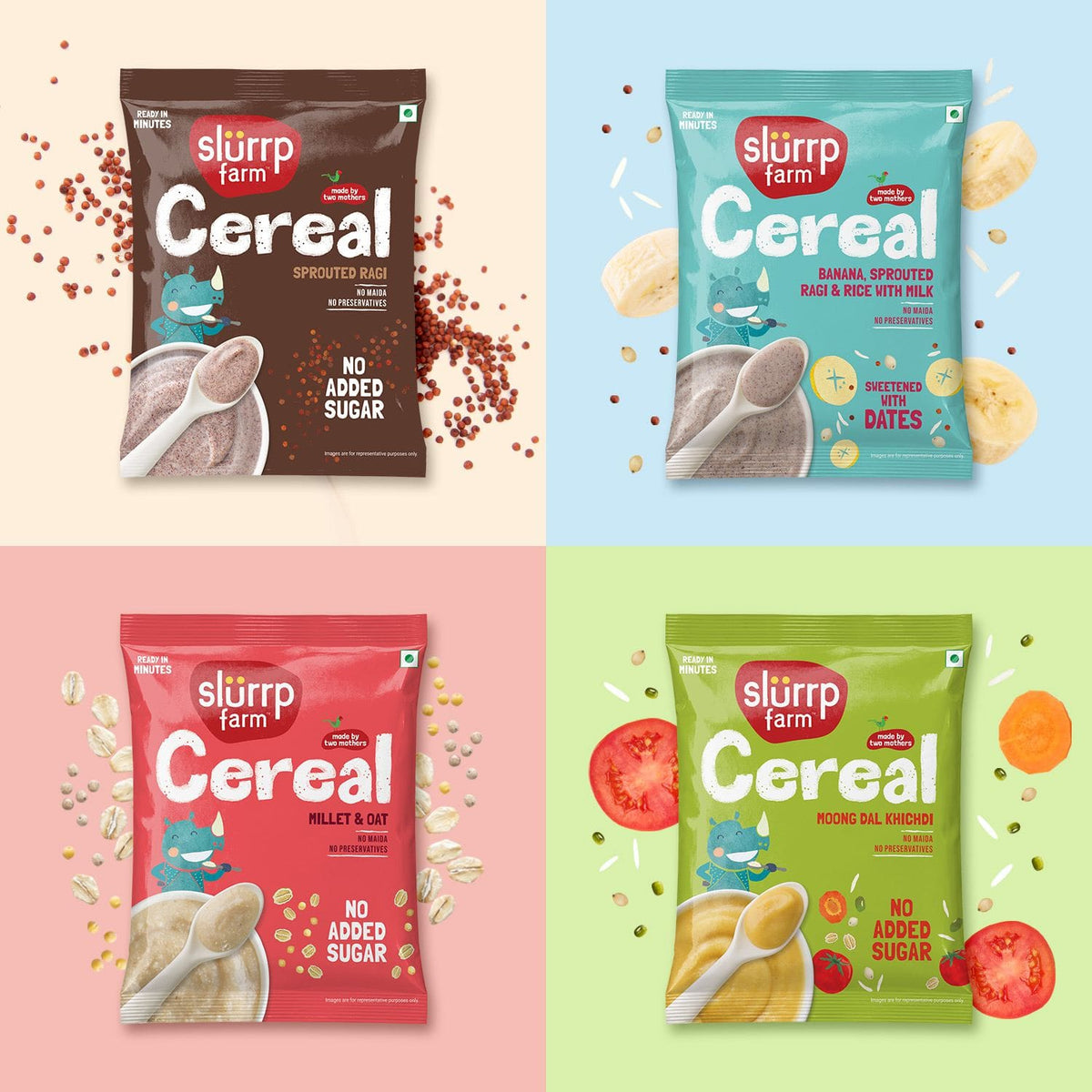 Slurrp Farm Cereal Cereal Trial Packs Combo (Pack of 4)