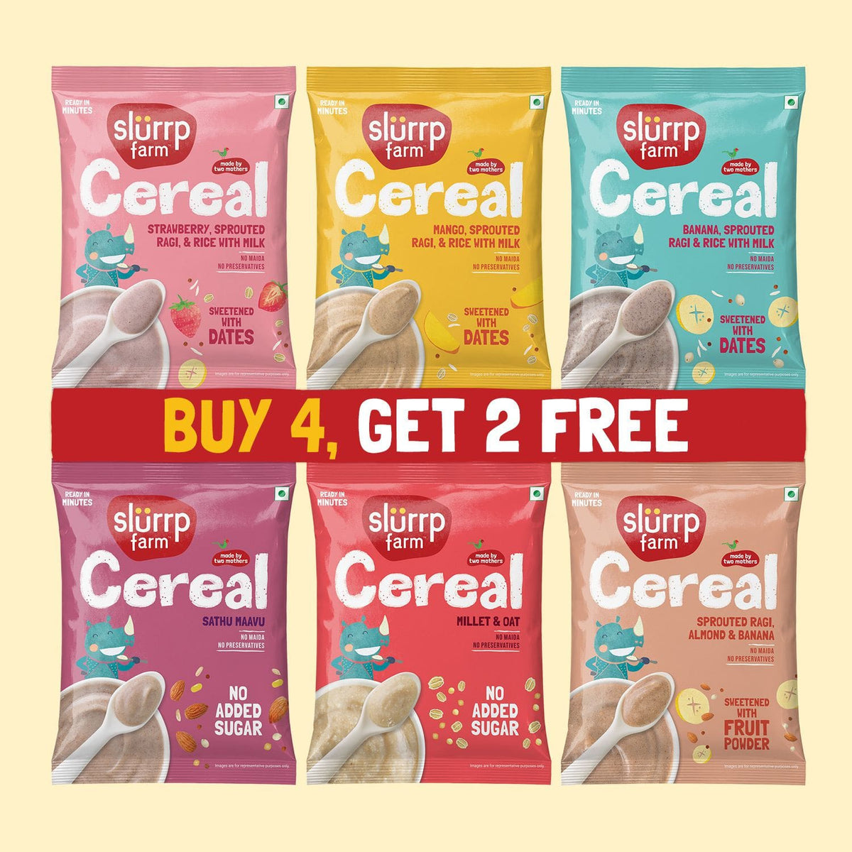 Slurrp Farm Cereal Cereal Trial Packs Combo (Pack of 6)