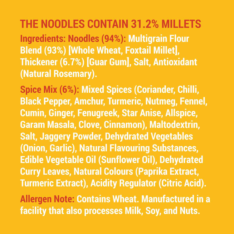 Slurrp Farm Hakka Noodle Millet Noodles - Classic Masala Family Pack (Serves 8)