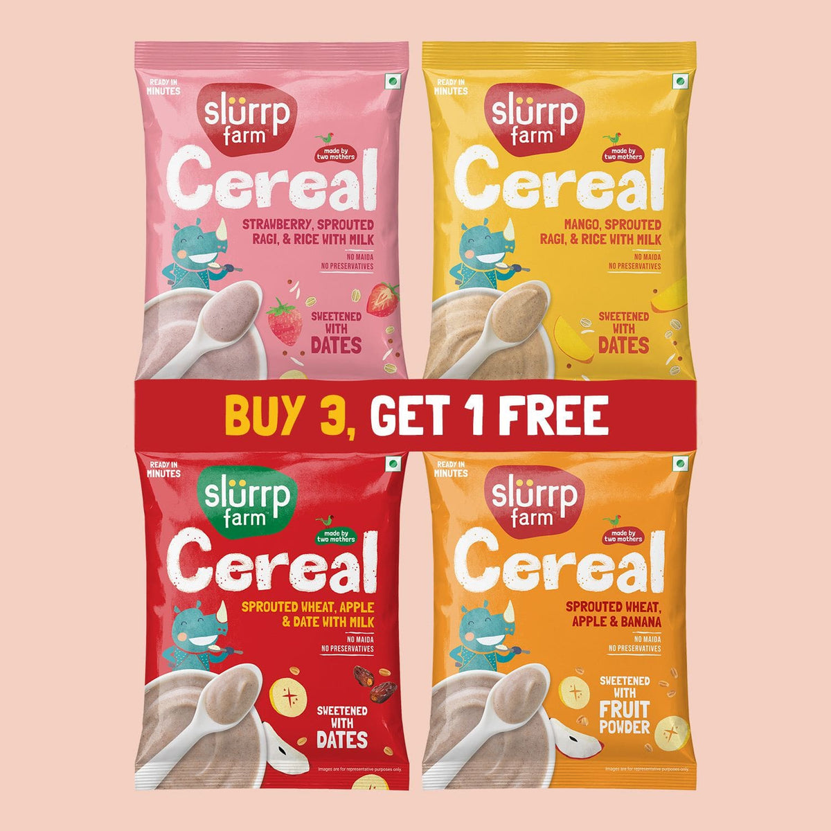 Slurrp Farm Cereal Cereal Starter Trial Pack Combo