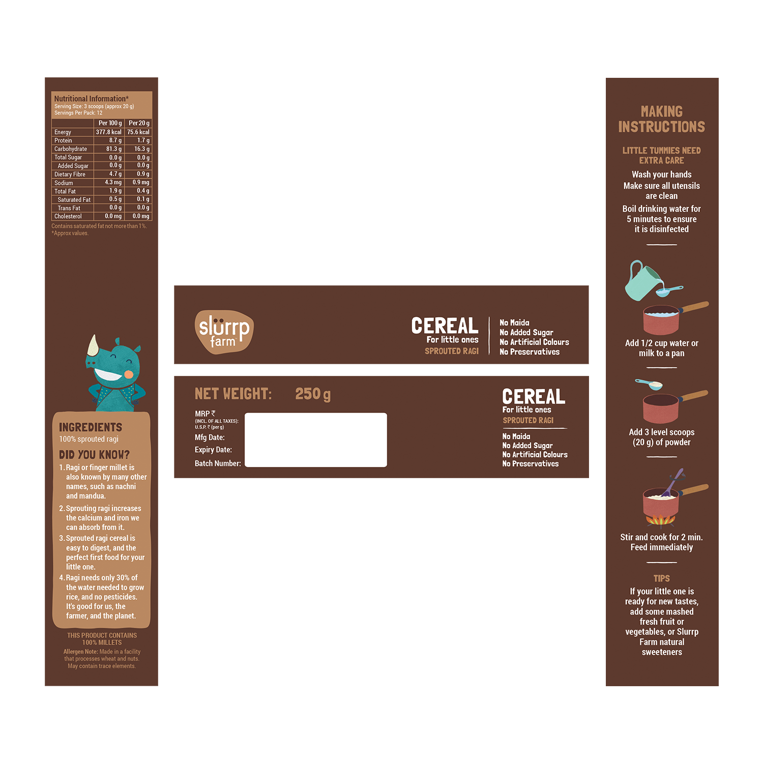 Slurrp Farm Cereal Sprouted Ragi Powder for Little Ones