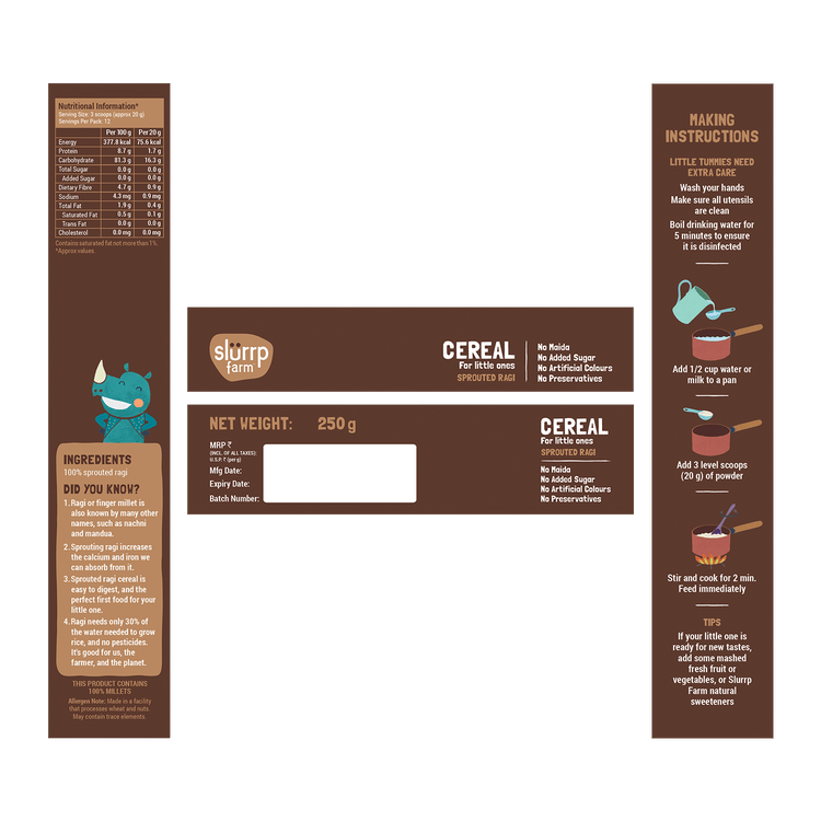 Slurrp Farm Cereal Sprouted Ragi Powder for Little Ones