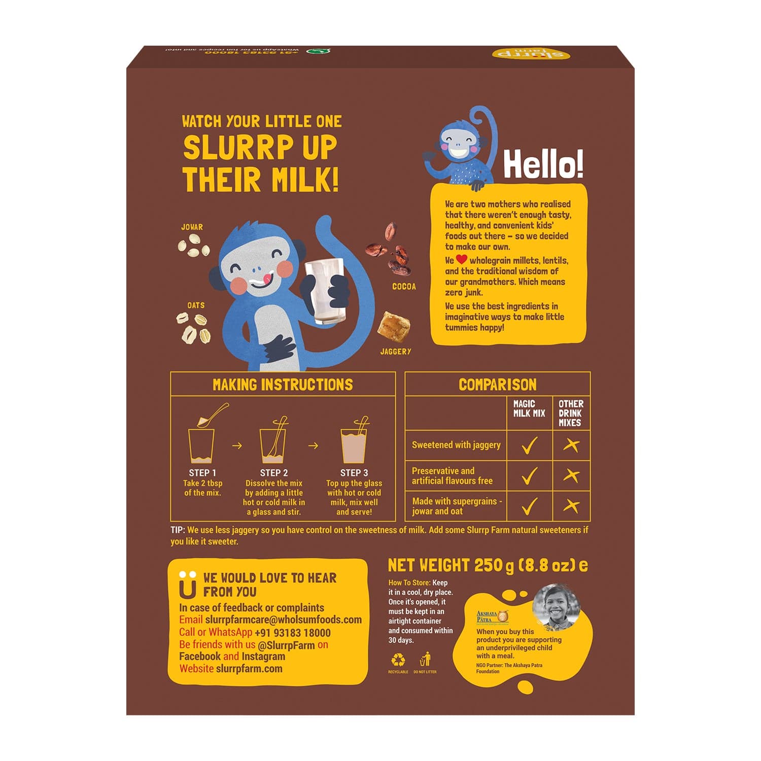 Slurrp Farm Milk Mixes Magic Milk Mix - Millet Chocolate