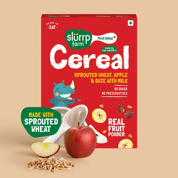 Slurrp Farm First Bites First Bites Sprouted Wheat, Apple and Date Cereal with Milk for Little Ones