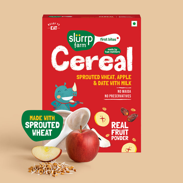 Slurrp Farm First Bites First Bites Sprouted Wheat, Apple and Date Cereal with Milk for Little Ones