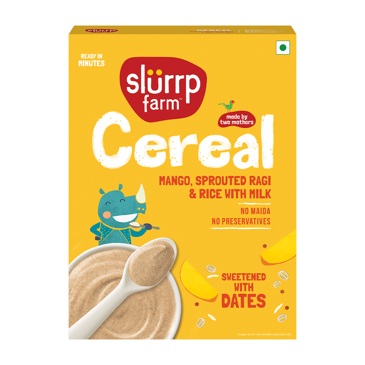 Slurrp Farm Cereal Mango, Ragi and Rice Cereal with Milk
